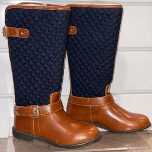 NIBNW Tommy Hilfiger ANDREA EQUESTRIAN Boots Little Girls 13 Cognac/Peacoat